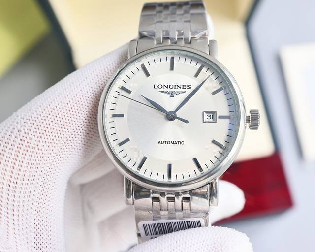 白 -金 钢带+10 浪琴-Longines 精品男士腕表大三针设计 尊贵大气 绅士风范 卓越品质 热卖全城 采用日本8 全自动机械机芯 顶级316精钢表壳 进